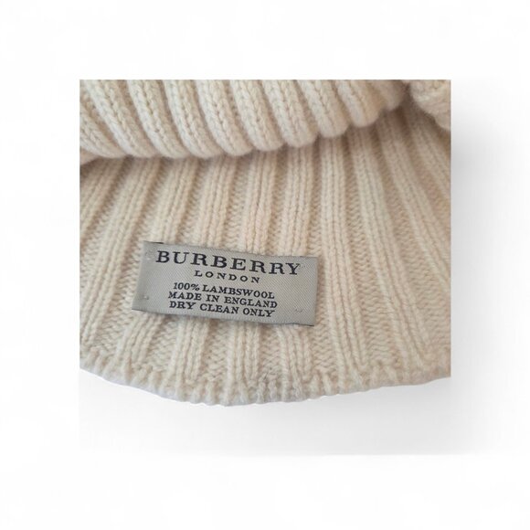 Vintage BURBERRY LONDON Lambswool Beanie Hat - Beige main image 8